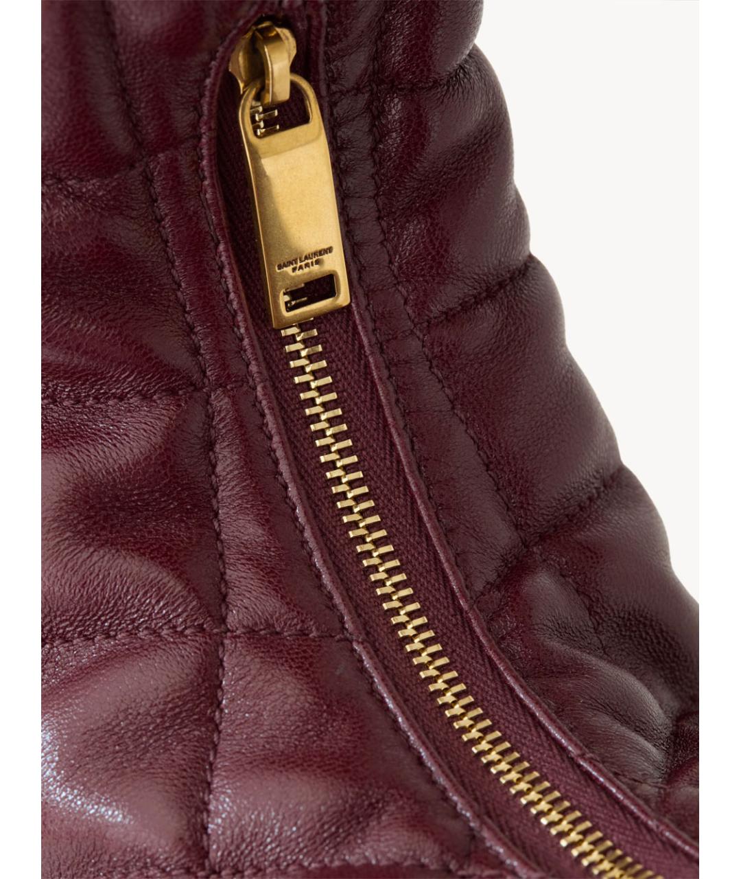 SAINT LAURENT Бордовая кожаная сумка с короткими ручками, фото 6