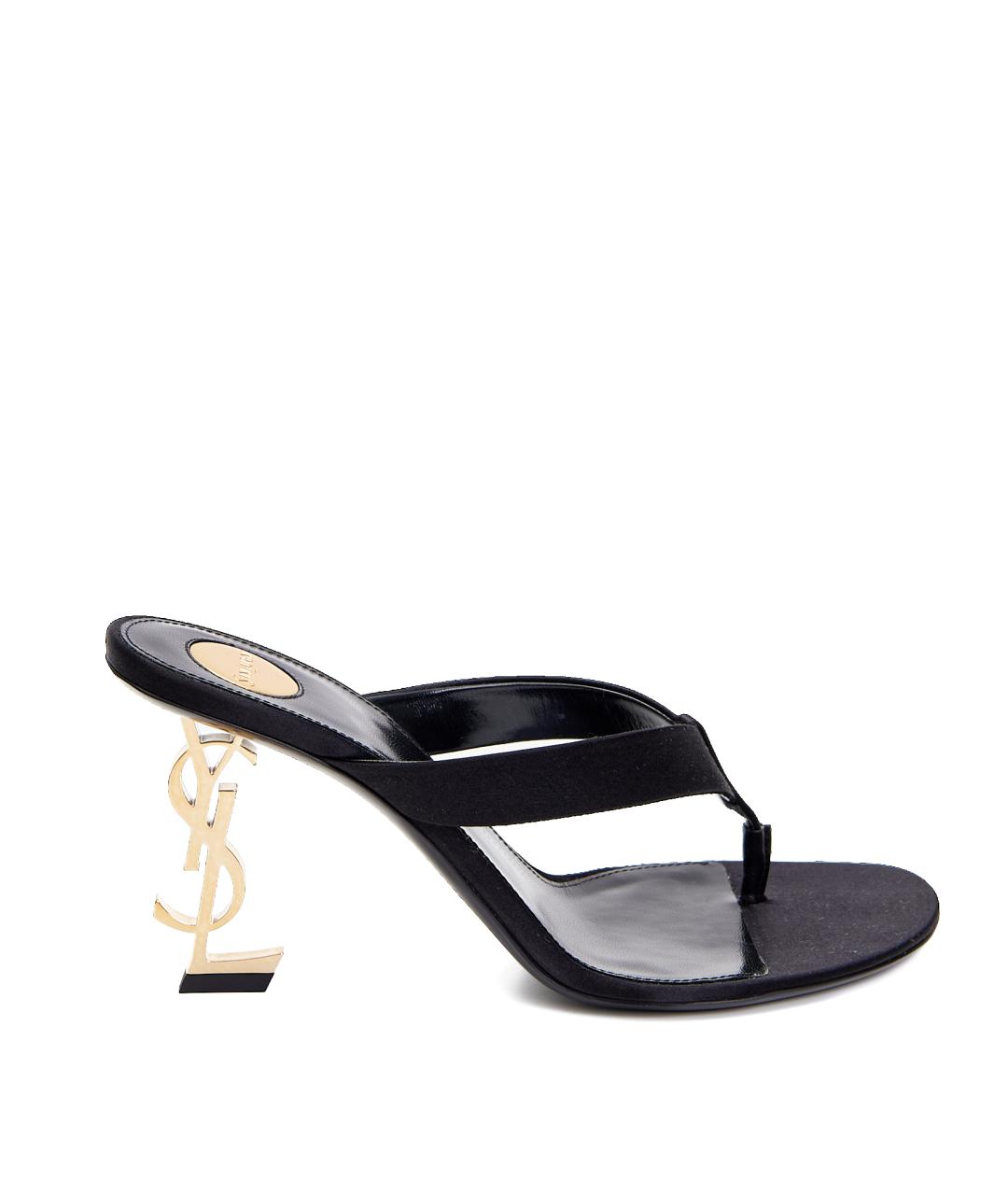 SAINT LAURENT Черные текстильные мюли, фото 1