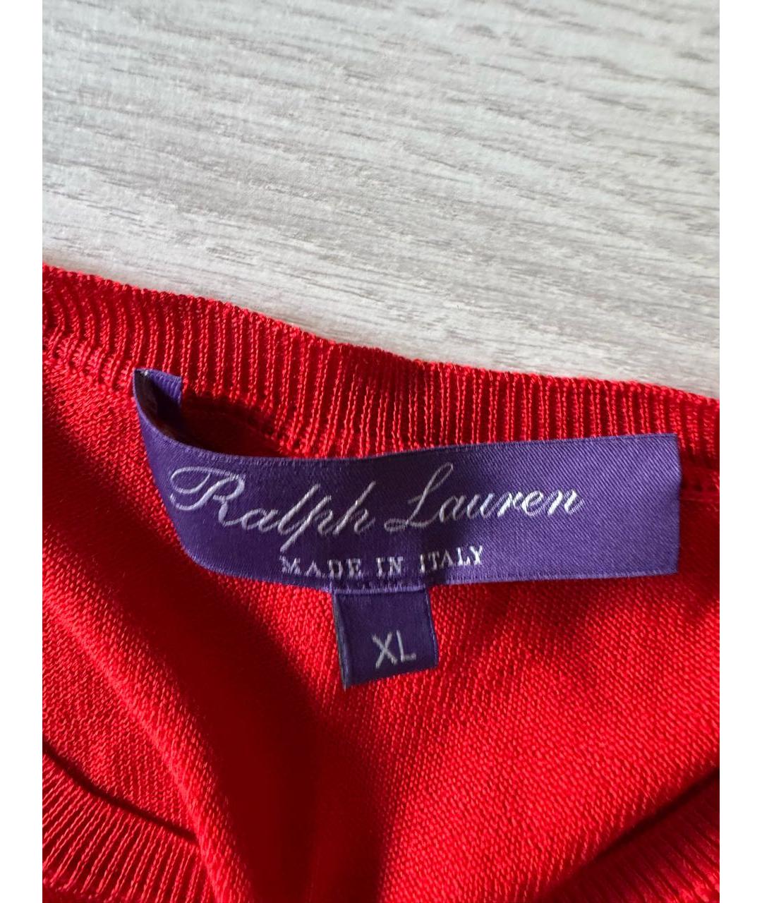 RALPH LAUREN PURPLE LABEL Красный шелковый джемпер / свитер, фото 5