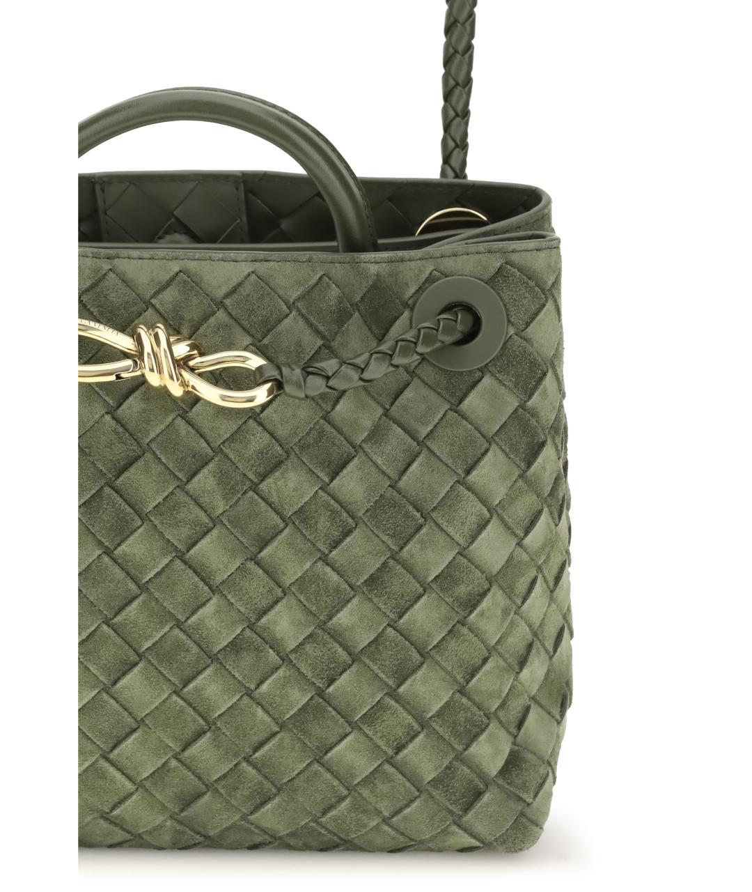 BOTTEGA VENETA Зеленая замшевая сумка тоут, фото 4