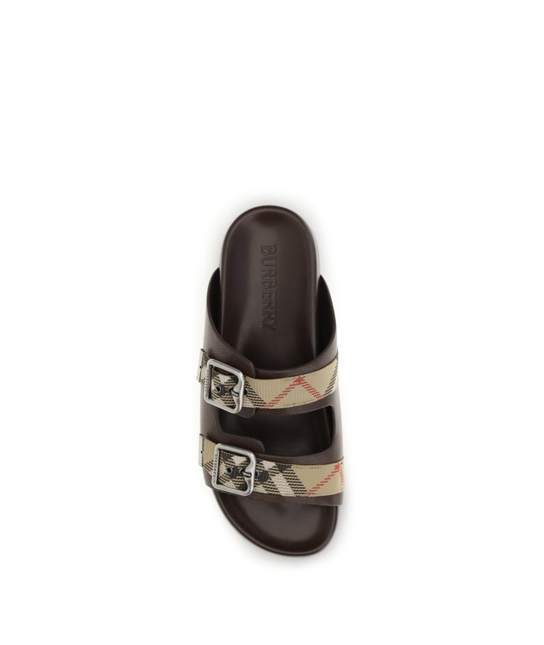 BURBERRY Коричневые кожаные шлепанцы, фото 4