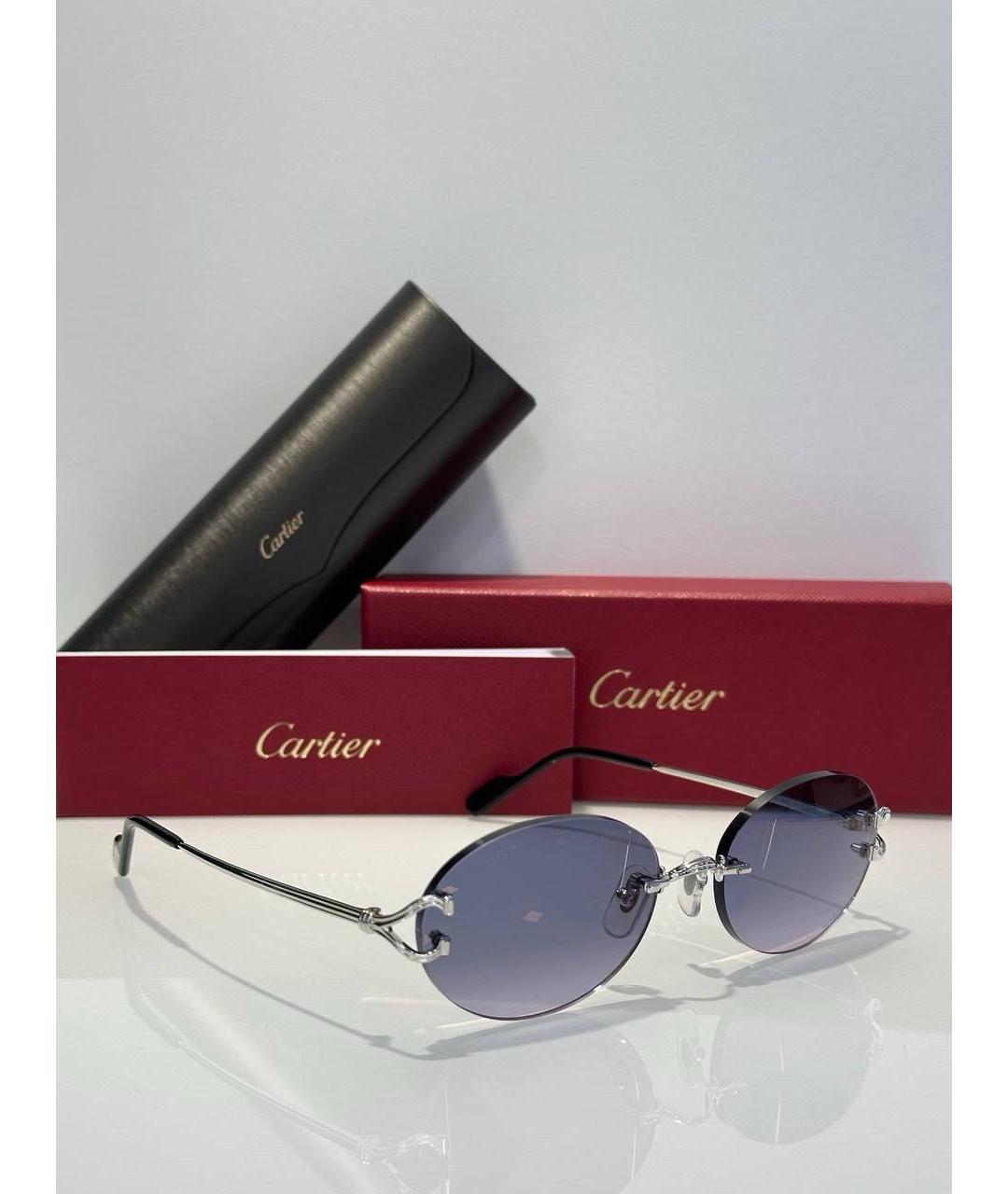 CARTIER Синие металлические солнцезащитные очки, фото 2