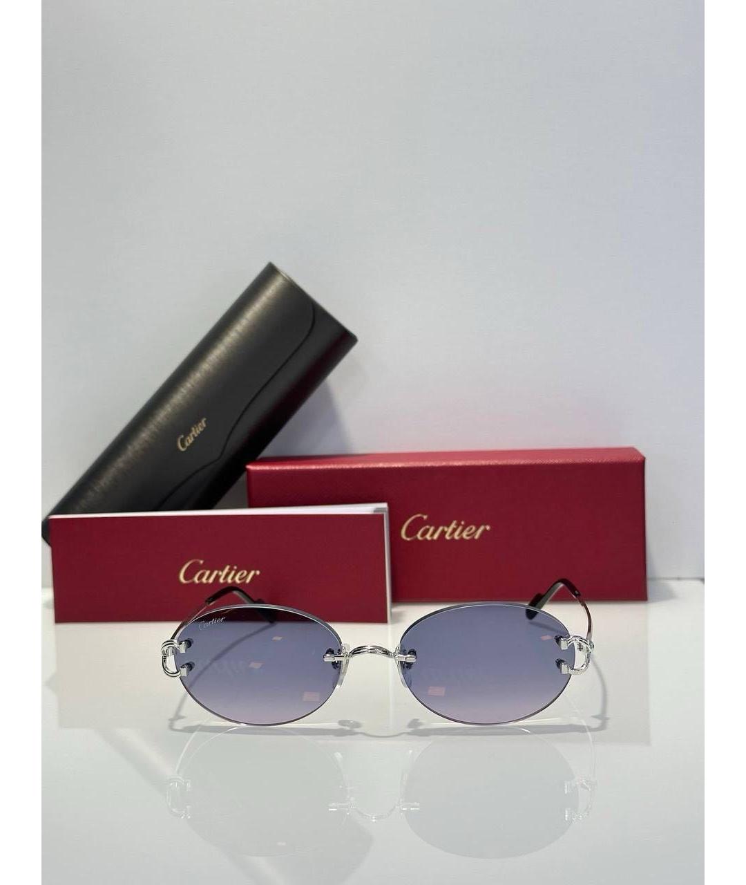 CARTIER Синие металлические солнцезащитные очки, фото 4