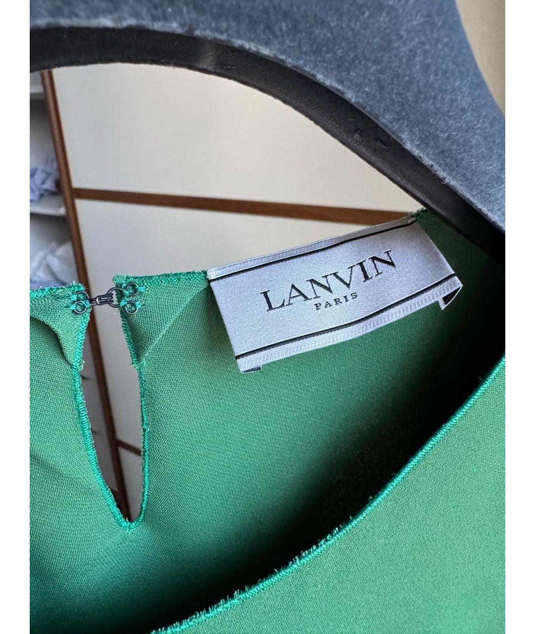 LANVIN Зеленое вискозное повседневное платье, фото 5