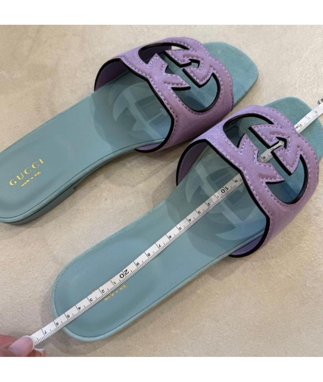 GUCCI Бирюзовые замшевые босоножки, фото 5