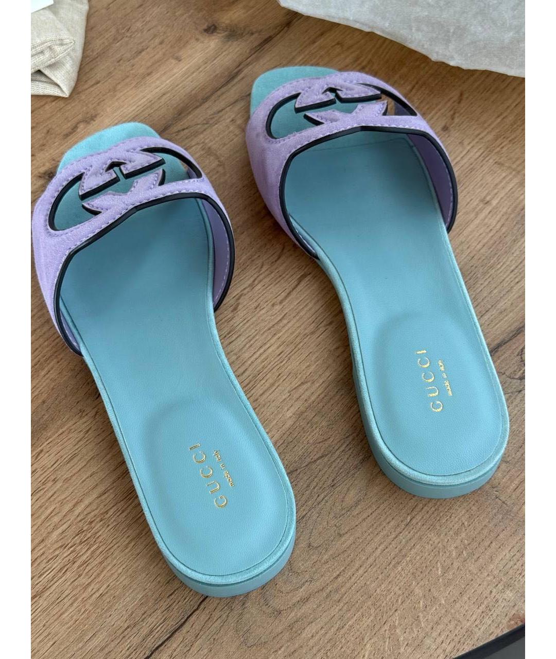 GUCCI Бирюзовые замшевые босоножки, фото 3