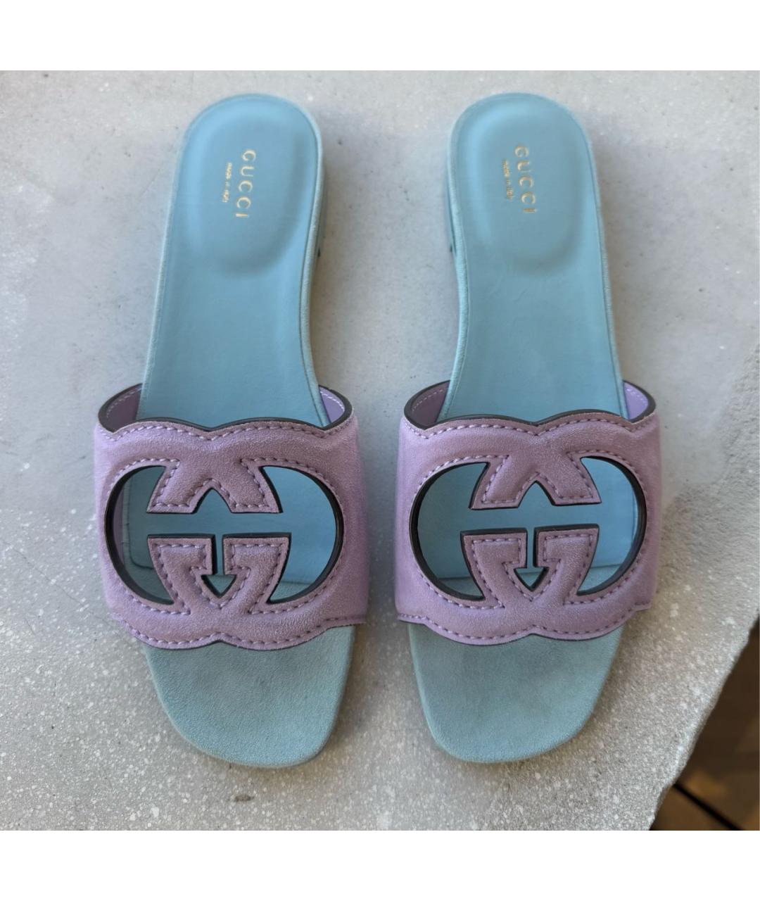 GUCCI Бирюзовые замшевые босоножки, фото 2