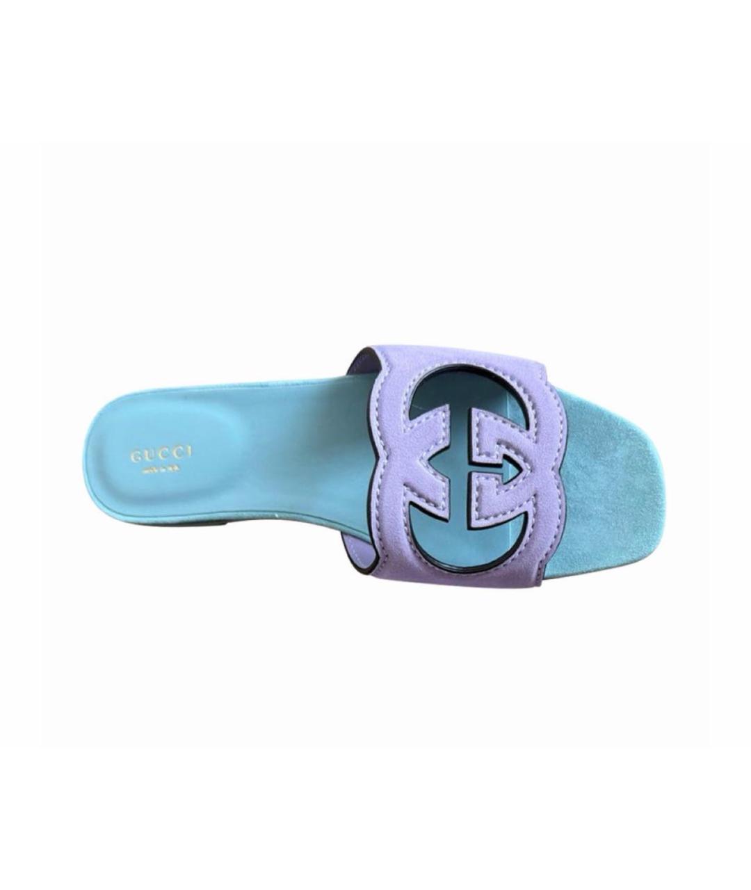 GUCCI Бирюзовые замшевые босоножки, фото 7