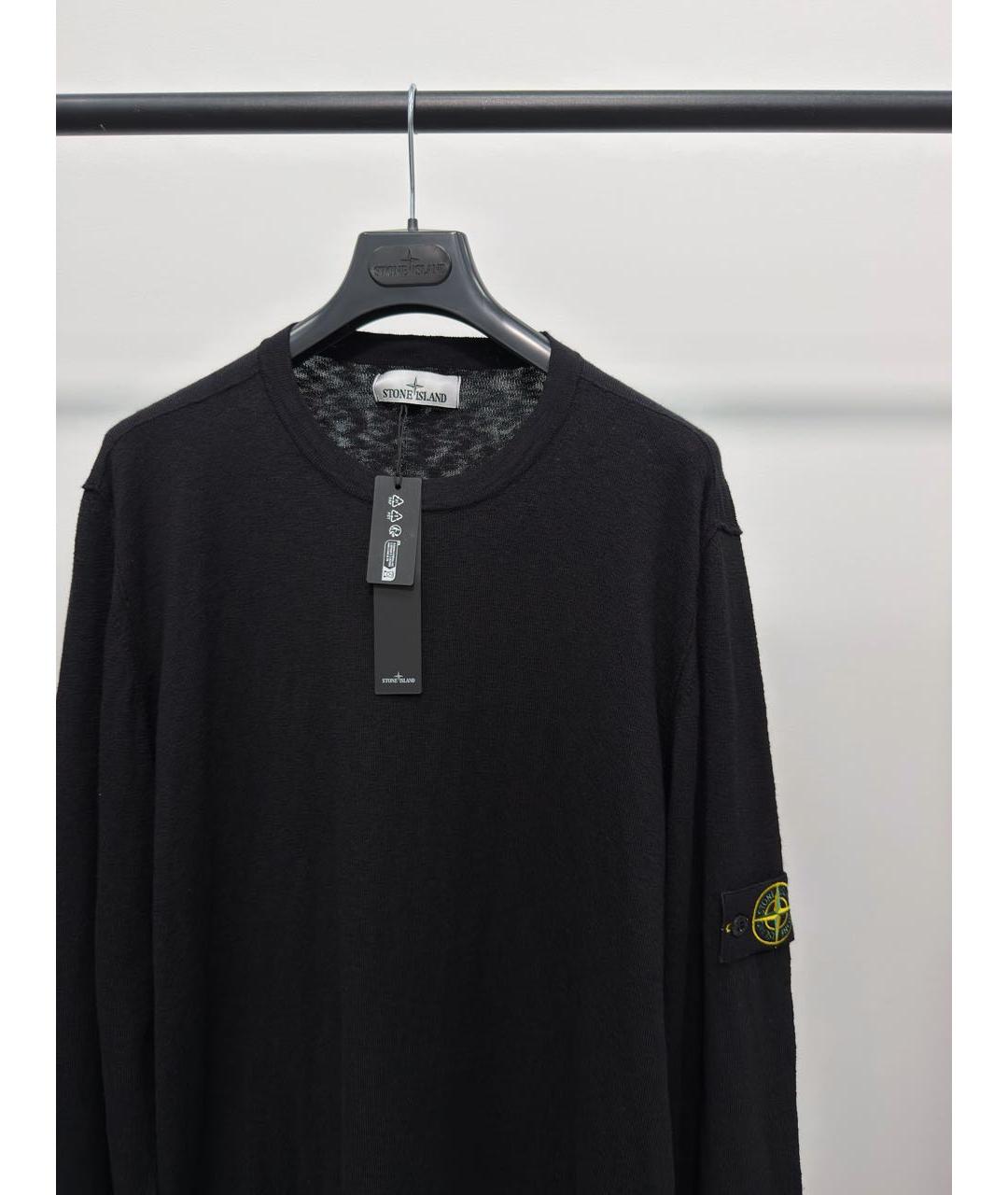 STONE ISLAND Черный хлопковый джемпер / свитер, фото 2
