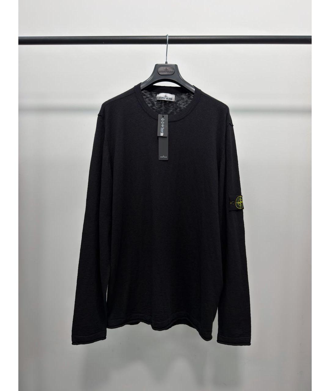 STONE ISLAND Черный хлопковый джемпер / свитер, фото 5