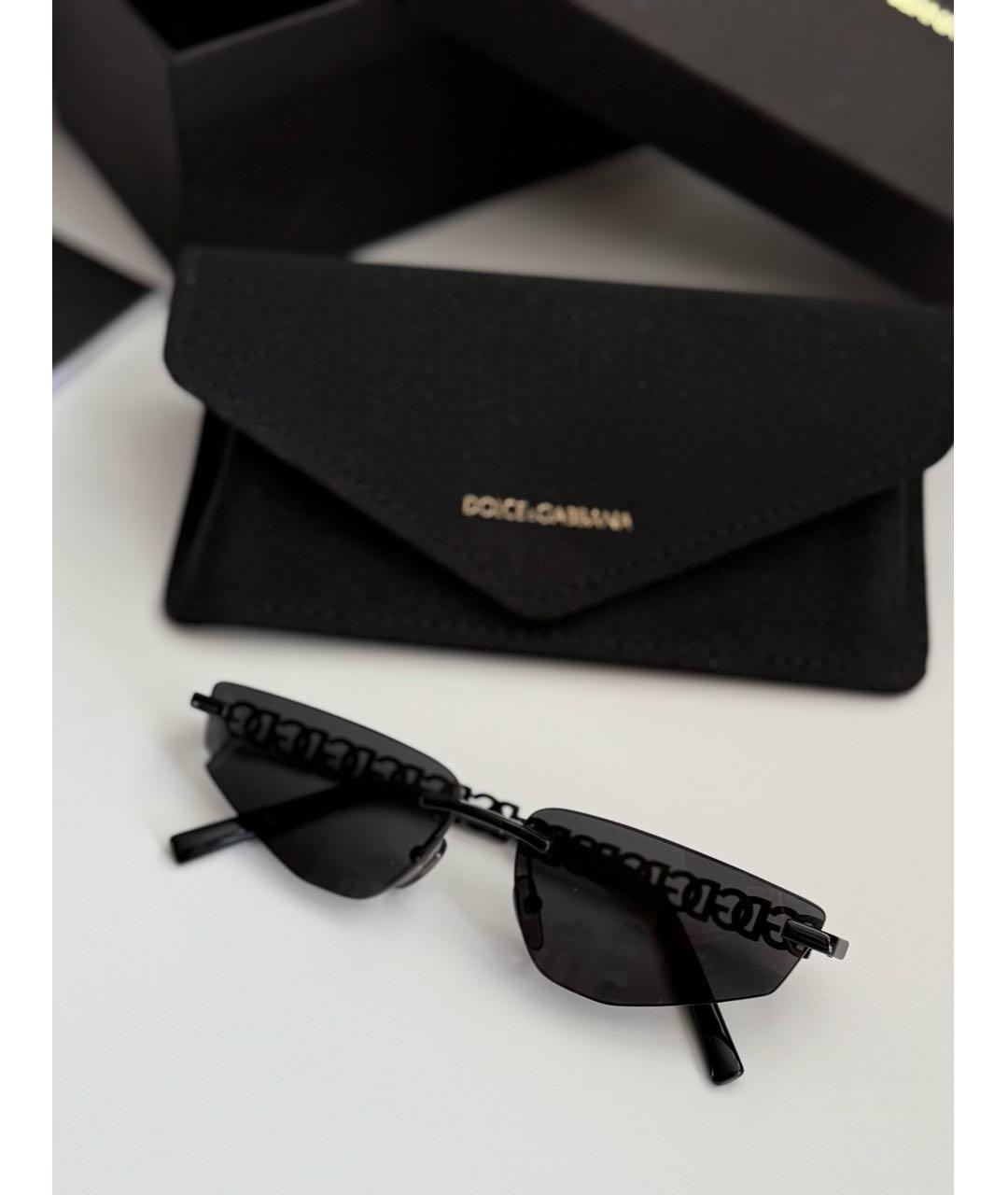 DOLCE&GABBANA Черные металлические солнцезащитные очки, фото 3