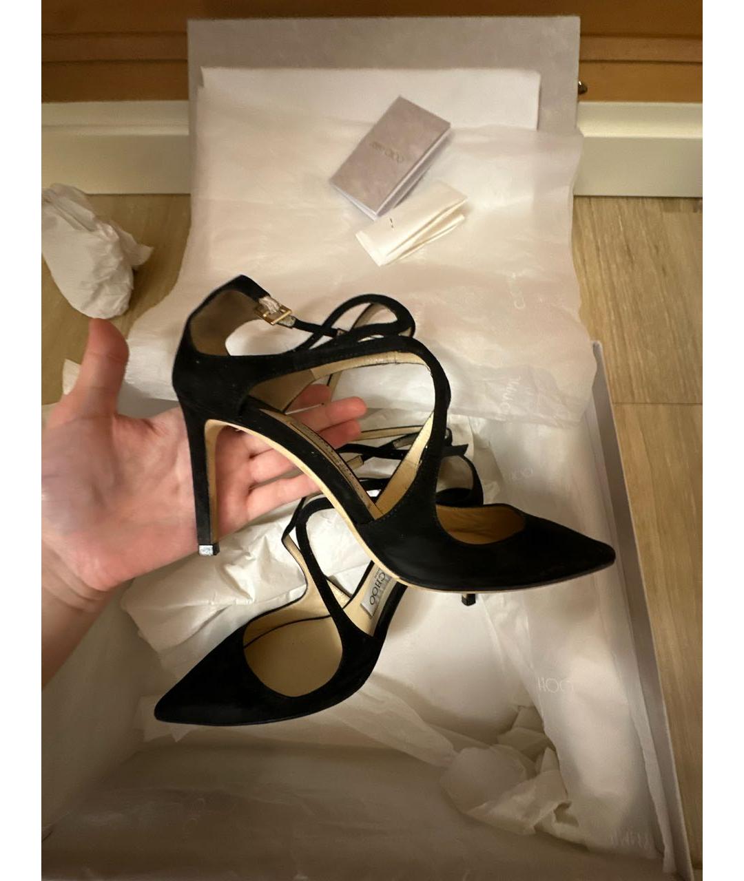 JIMMY CHOO Черные замшевые босоножки, фото 4