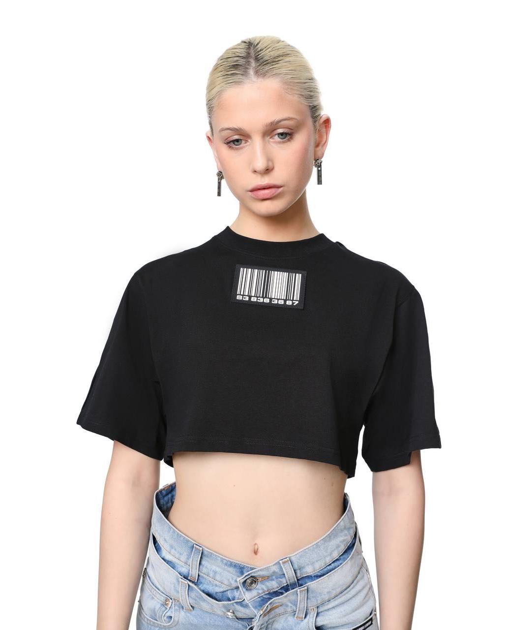 VETEMENTS Черная хлопковая футболка, фото 5