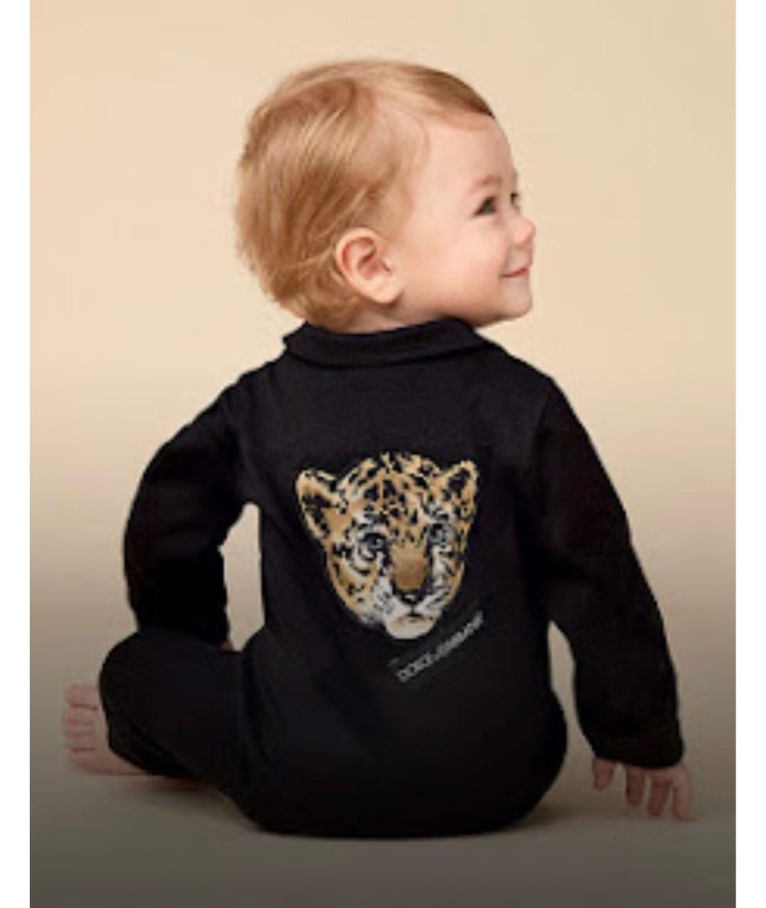 DOLCE & GABBANA KIDS Черный хлопковый комбинезон, фото 6