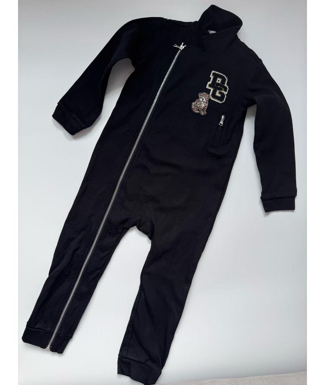 DOLCE & GABBANA KIDS Черный хлопковый комбинезон, фото 2