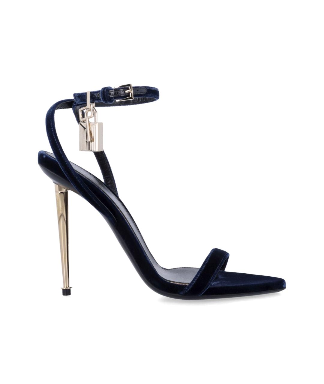 TOM FORD Синие бархатные босоножки, фото 1
