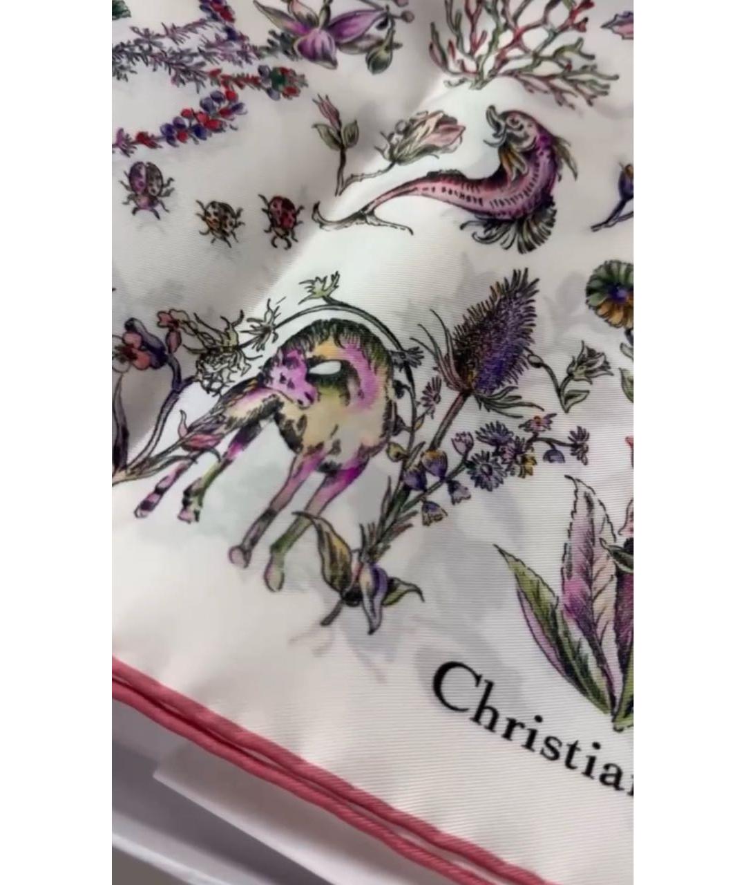CHRISTIAN DIOR Белый шелковый платок, фото 6