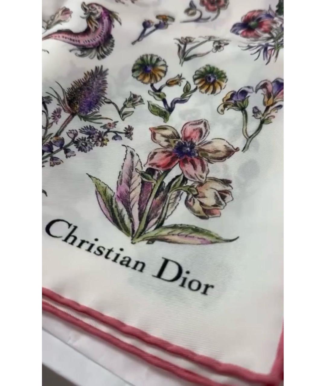 CHRISTIAN DIOR Белый шелковый платок, фото 5