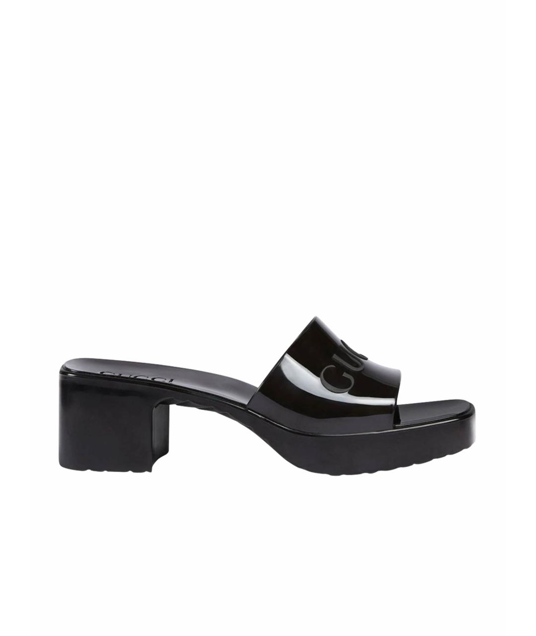 GUCCI Черные резиновые шлепанцы, фото 6