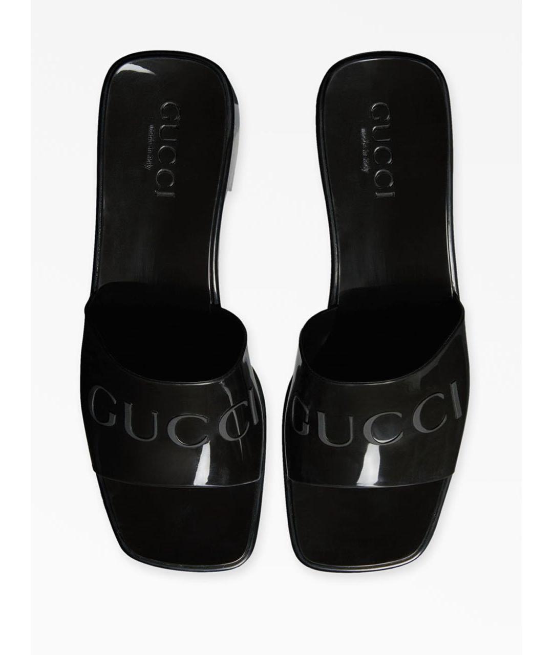 GUCCI Черные резиновые шлепанцы, фото 4