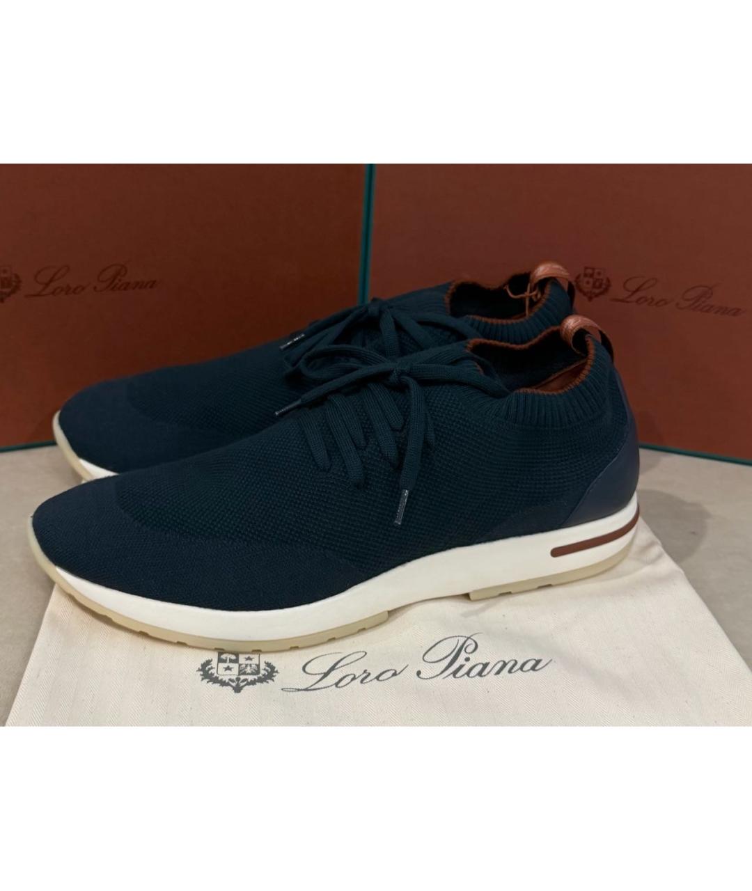 LORO PIANA Зеленые текстильные низкие кроссовки / кеды, фото 6