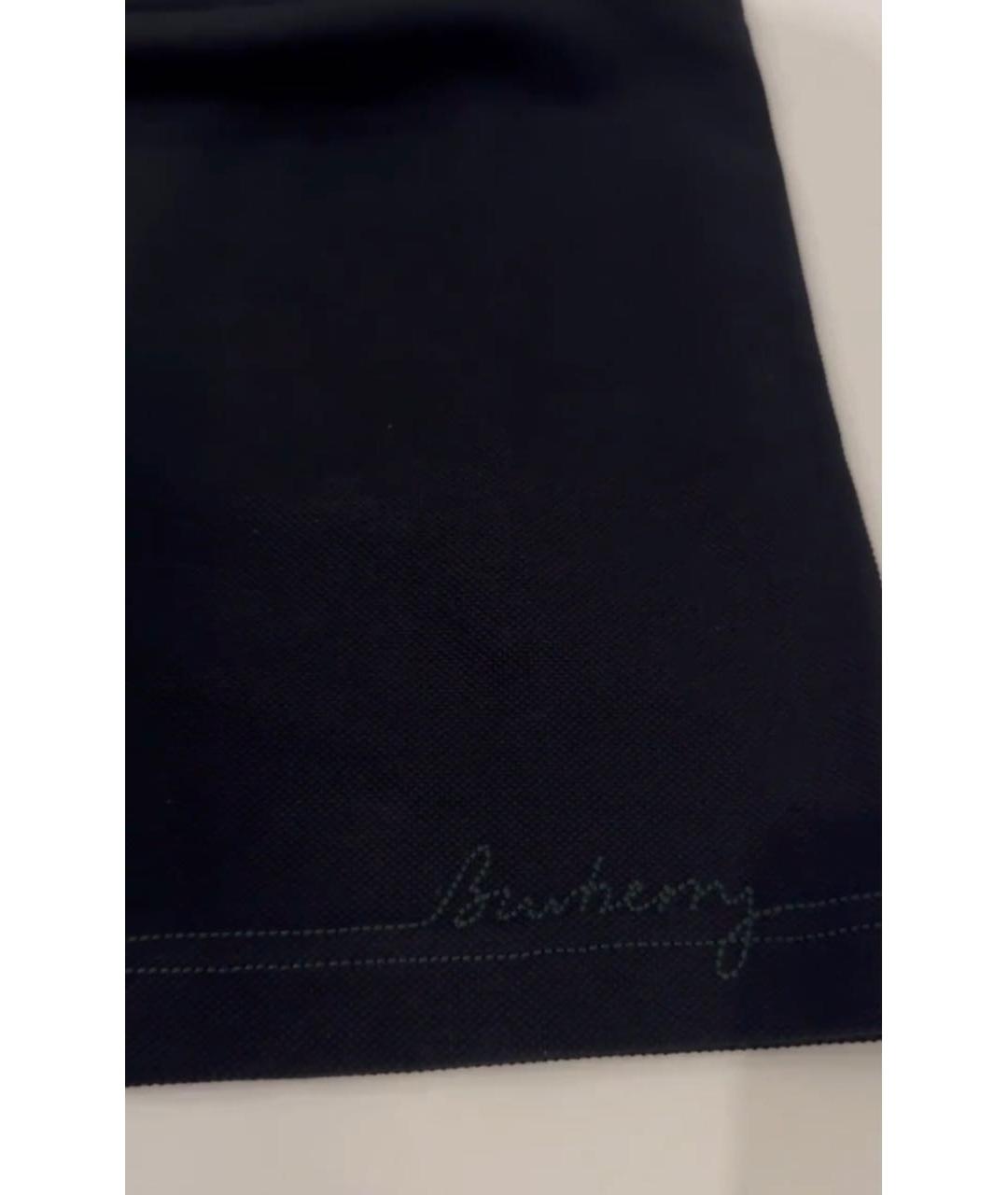 BURBERRY Черное хлопковое поло с коротким рукавом, фото 2
