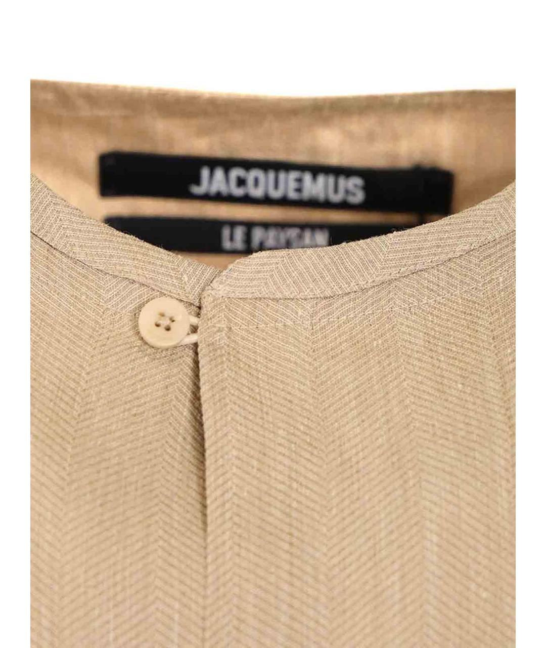 JACQUEMUS Коричневая льняная кэжуал рубашка, фото 3