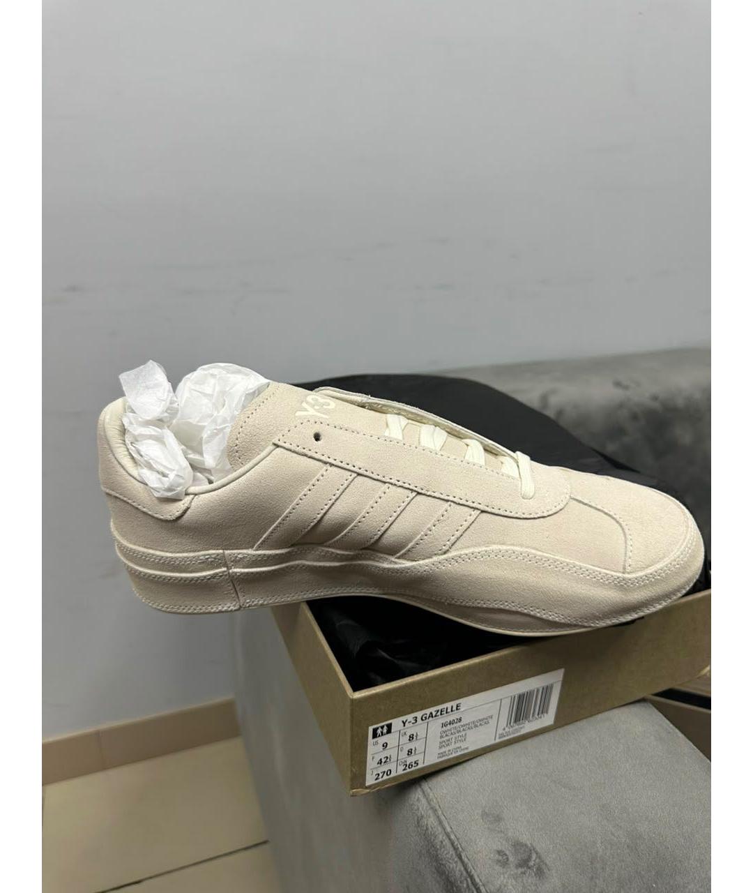 Y-3 Бежевые замшевые низкие кроссовки / кеды, фото 3