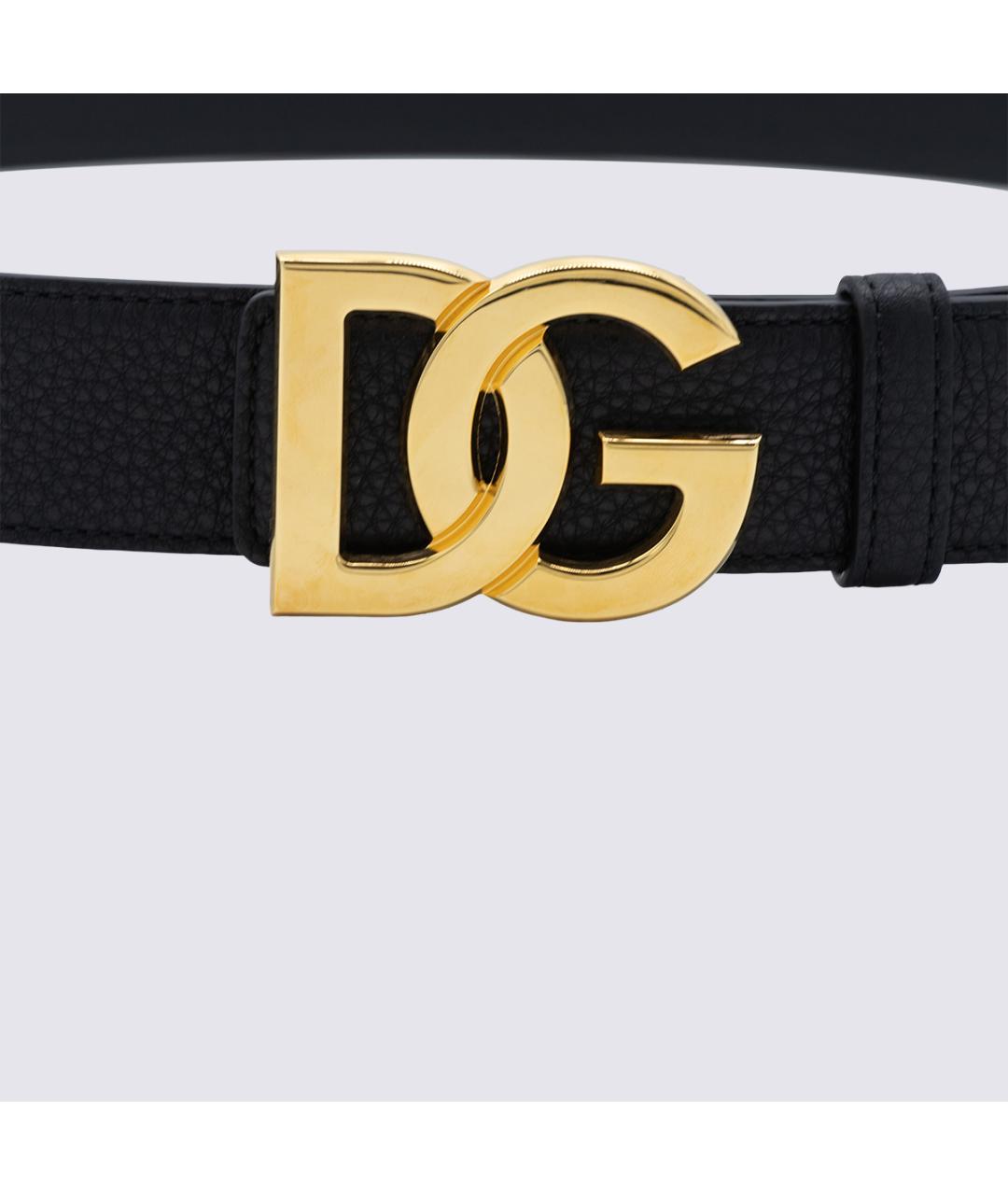 DOLCE&GABBANA Черный кожаный ремень, фото 2