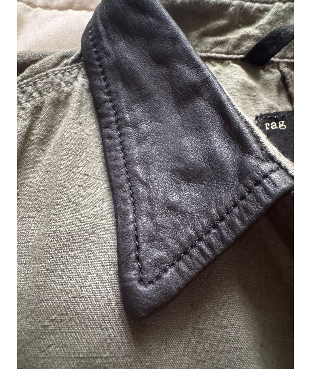 RAG & BONE Хаки хлопковая рубашка, фото 4