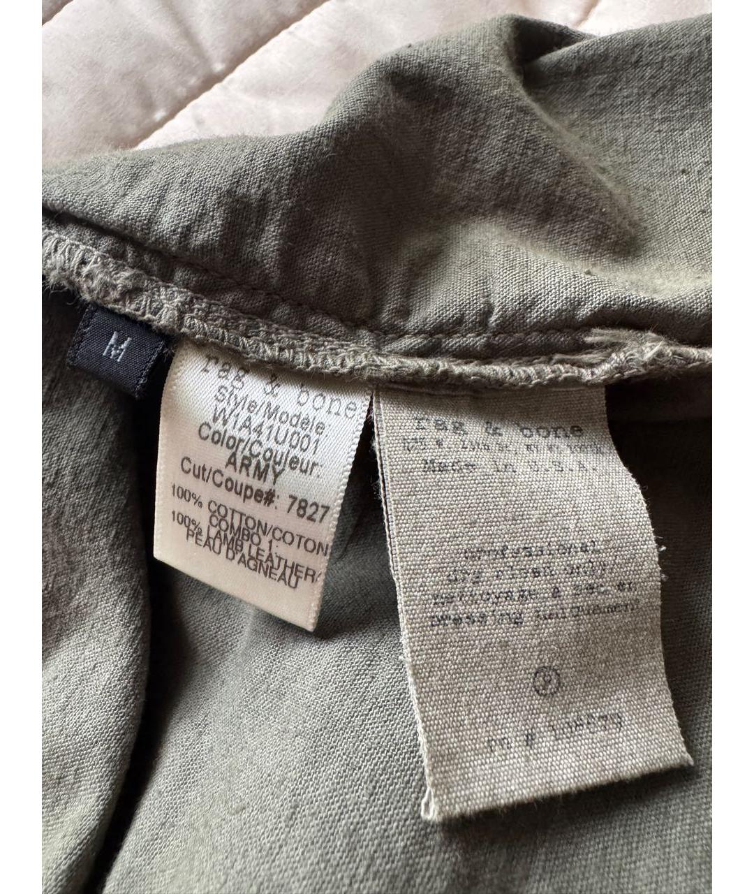RAG & BONE Хаки хлопковая рубашка, фото 5