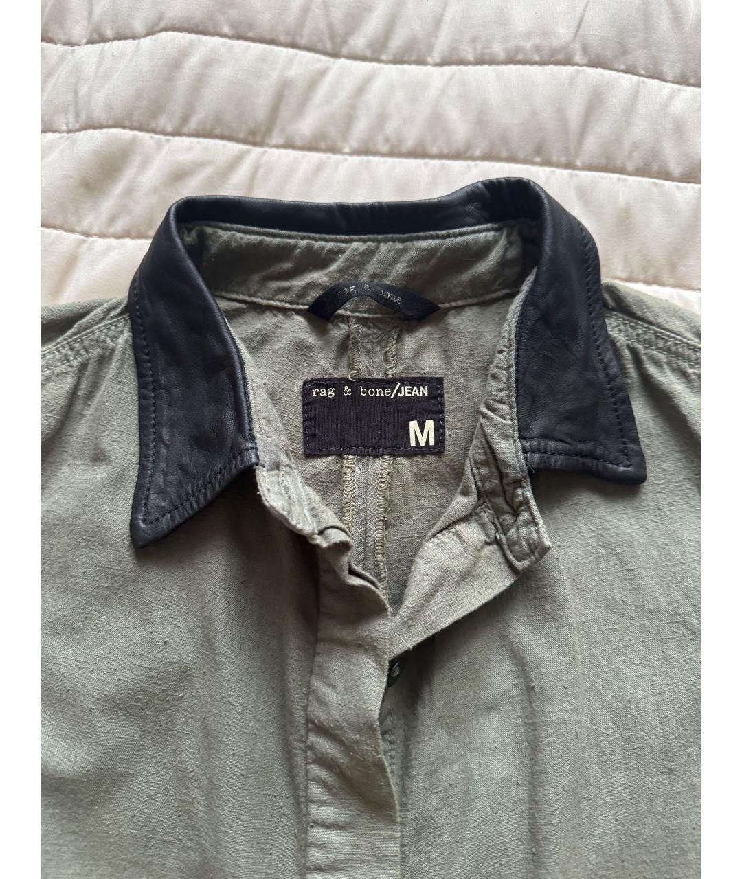 RAG & BONE Хаки хлопковая рубашка, фото 3