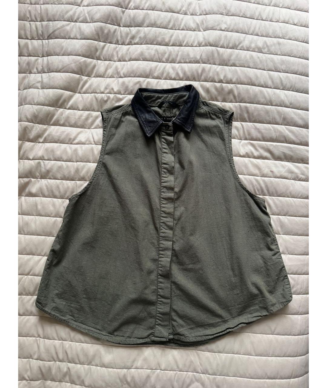 RAG & BONE Хаки хлопковая рубашка, фото 7
