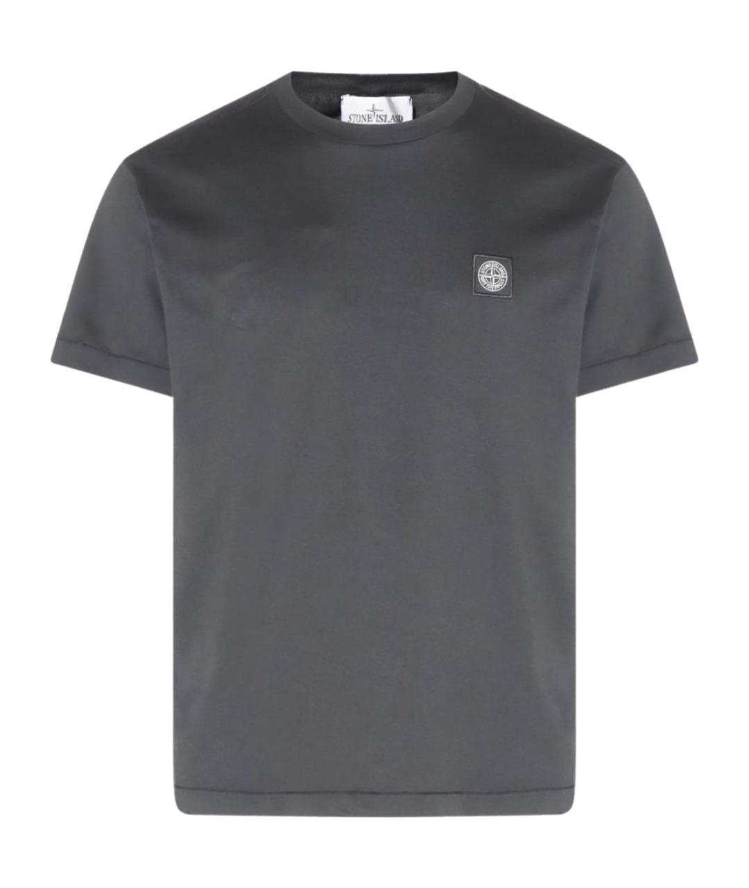 STONE ISLAND Серая хлопковая футболка, фото 1