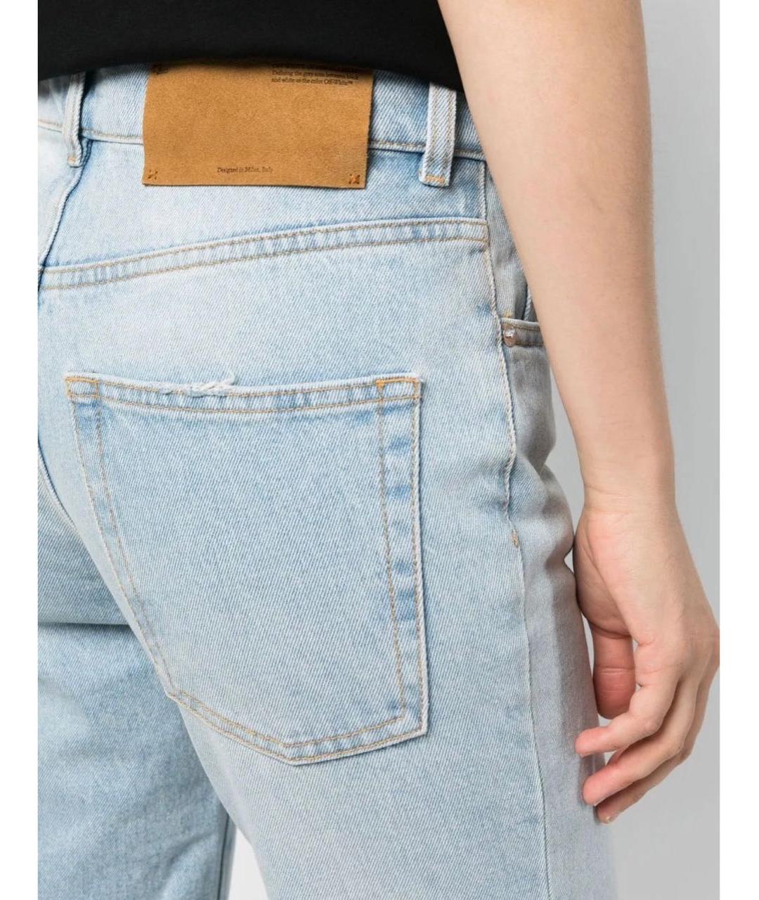 OFF-WHITE Голубые хлопковые джинсы клеш, фото 4