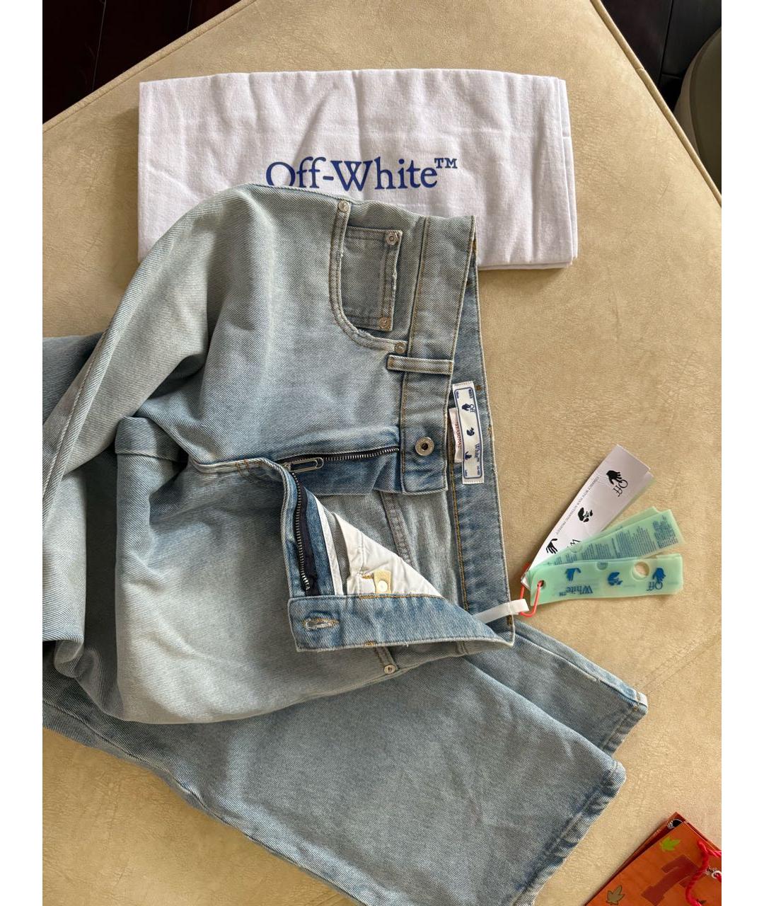 OFF-WHITE Голубые хлопковые джинсы клеш, фото 7