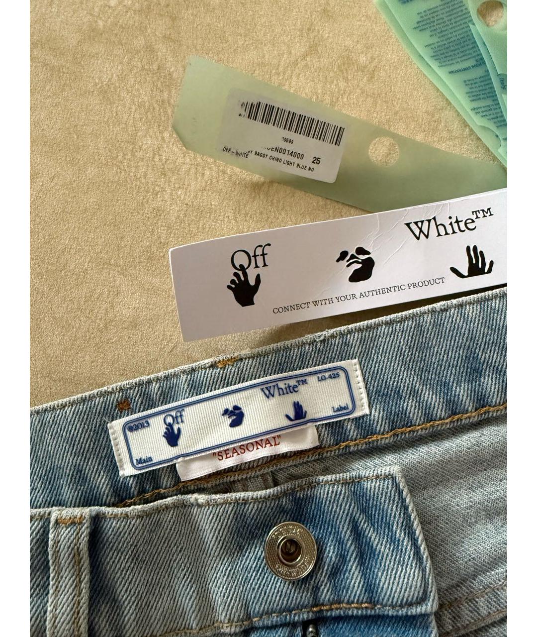 OFF-WHITE Голубые хлопковые джинсы клеш, фото 8