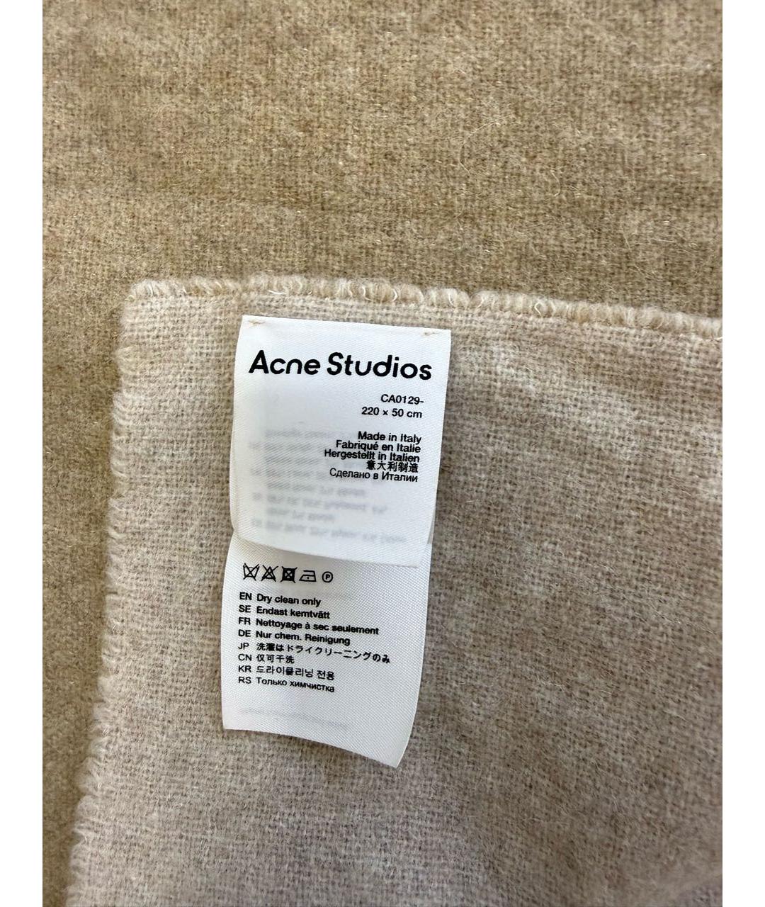 ACNE STUDIOS Бежевый шерстяной шарф, фото 3