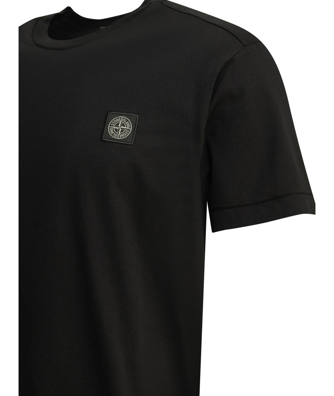 STONE ISLAND Черная хлопковая футболка, фото 4