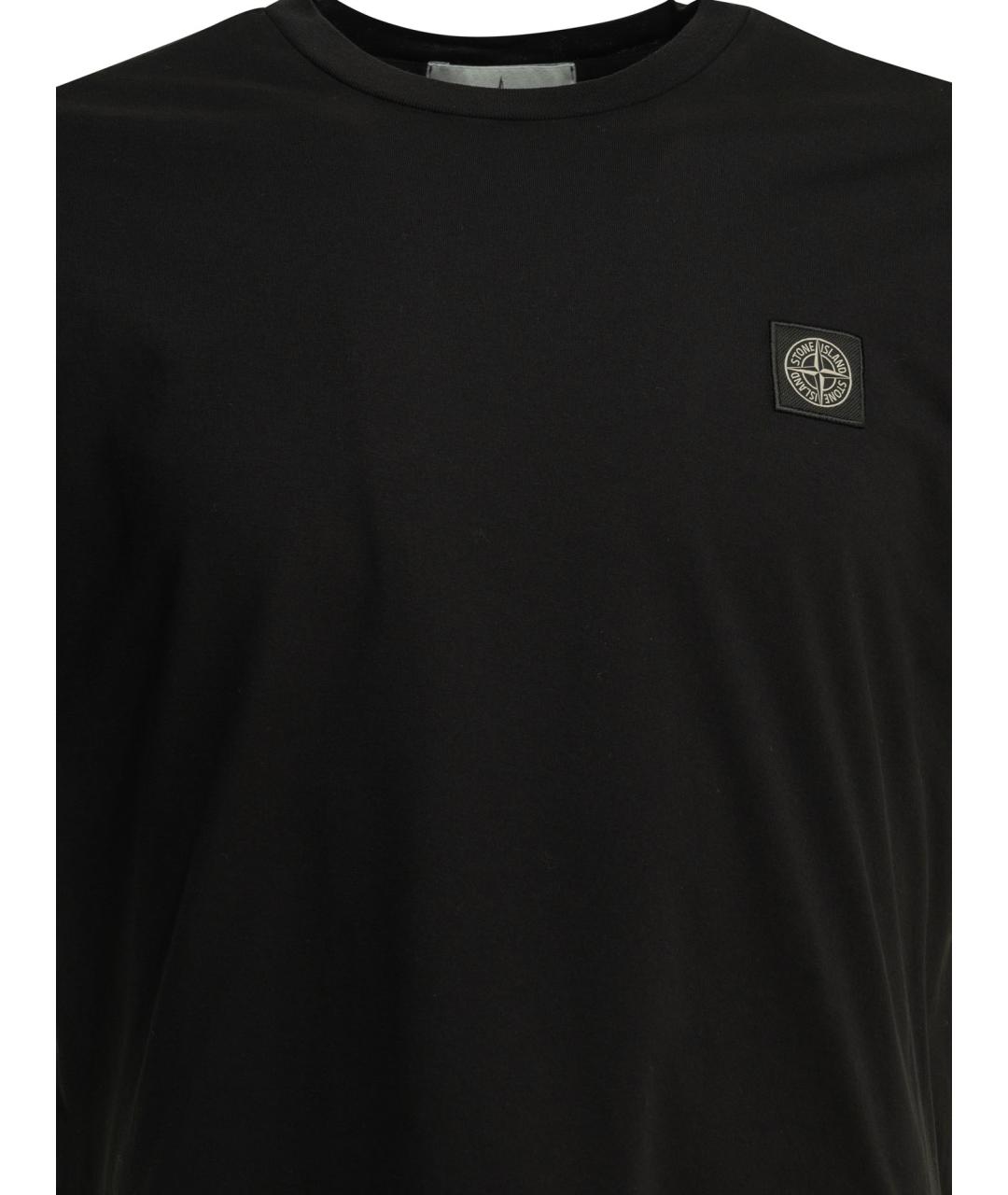 STONE ISLAND Черная хлопковая футболка, фото 3