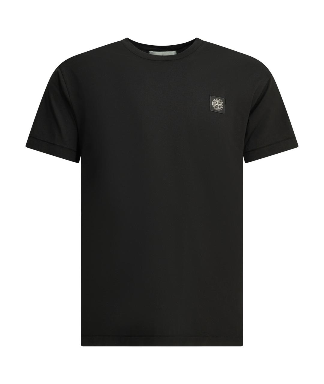 STONE ISLAND Черная хлопковая футболка, фото 1