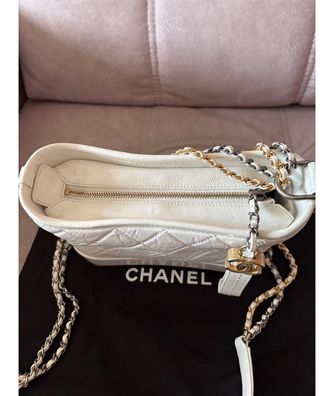 CHANEL Белая кожаная сумка через плечо, фото 4