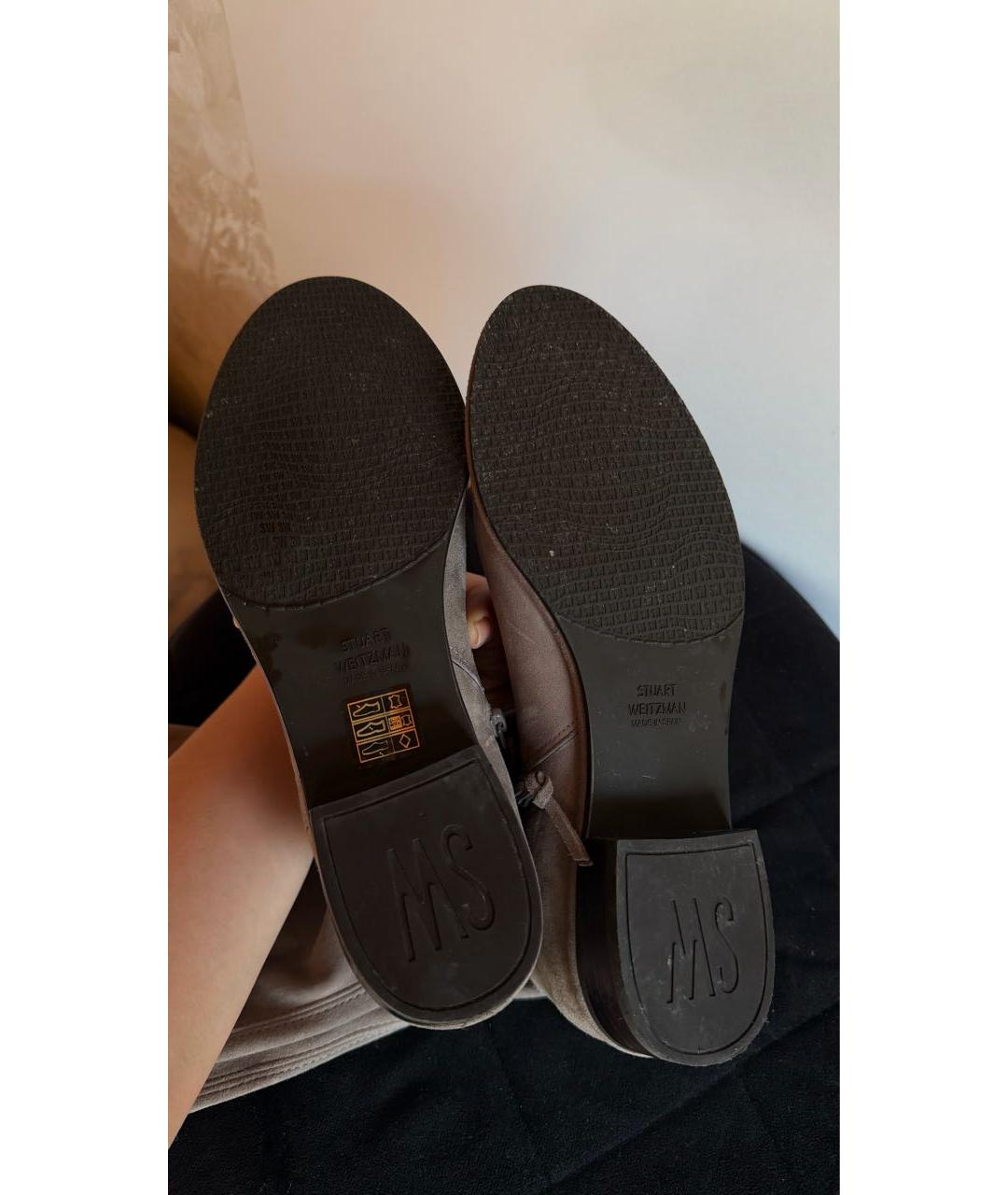 STUART WEITZMAN Антрацитовые замшевые сапоги, фото 5