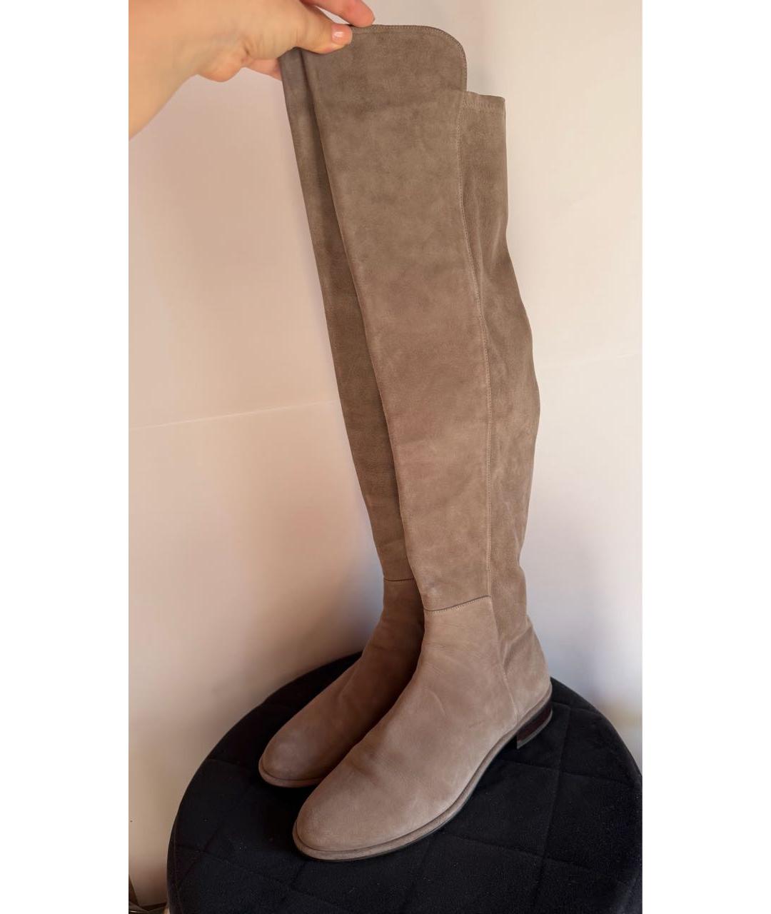 STUART WEITZMAN Антрацитовые замшевые сапоги, фото 2