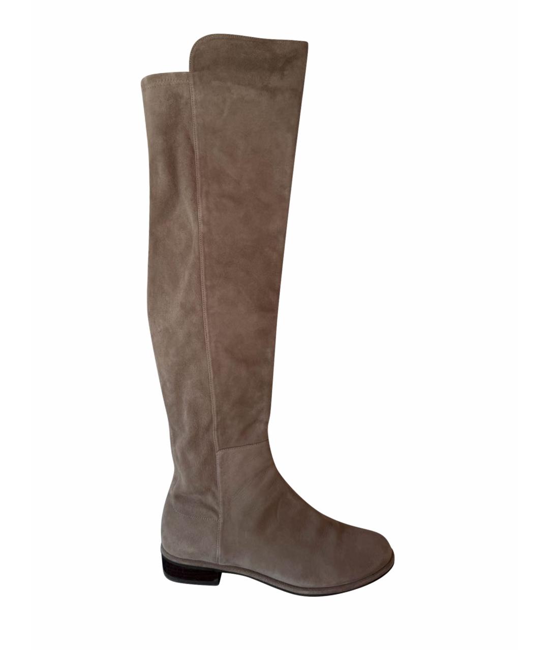 STUART WEITZMAN Антрацитовые замшевые сапоги, фото 1