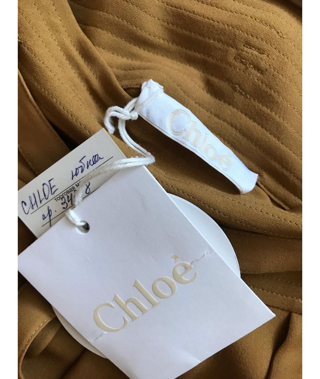 CHLOE Хаки шелковая юбка миди, фото 3