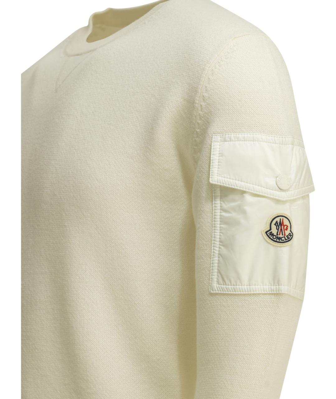 MONCLER Белый шерстяной джемпер / свитер, фото 4
