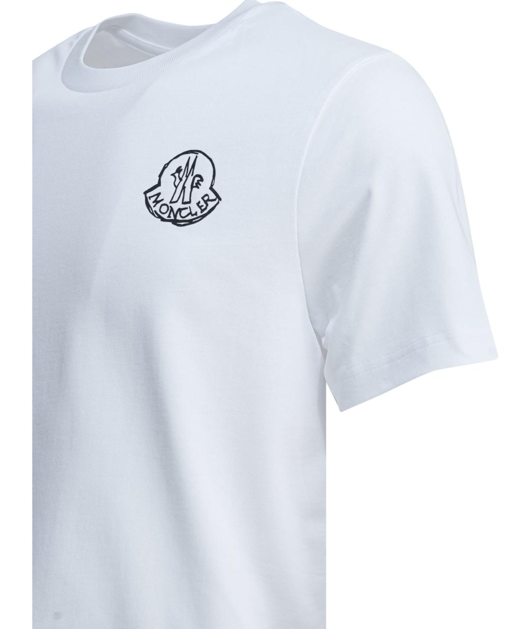 MONCLER Белая хлопковая футболка, фото 4