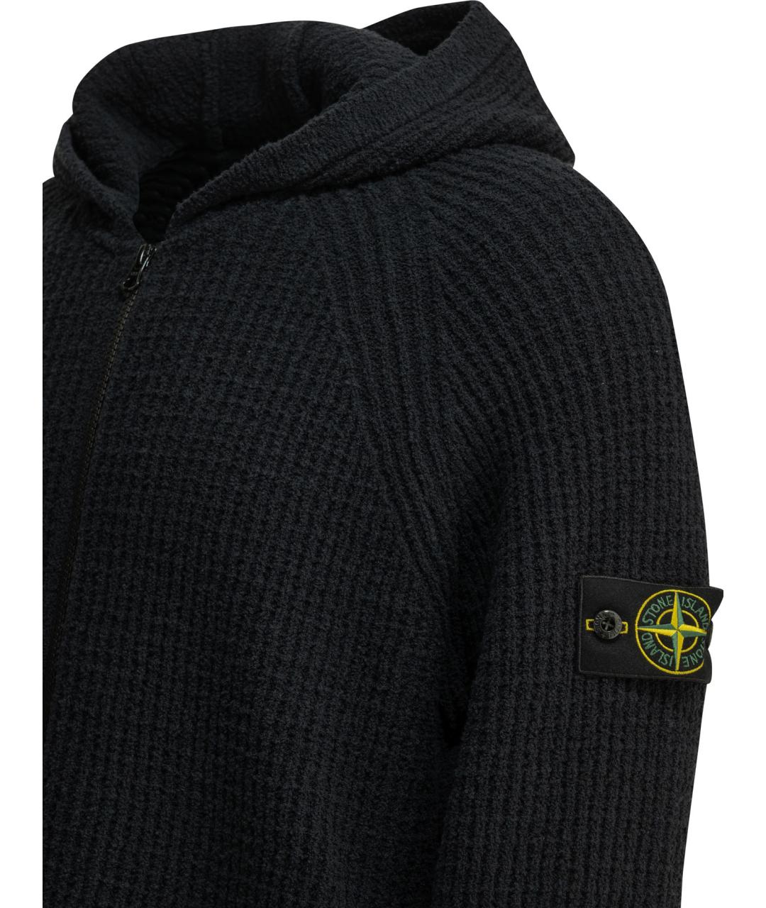 STONE ISLAND Черный хлопковый кардиган, фото 4