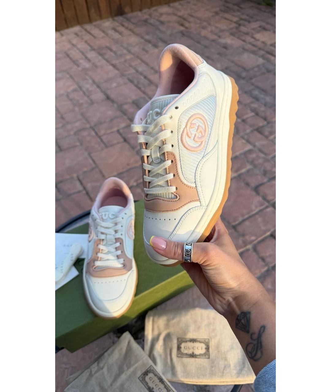 GUCCI Белые кожаные кеды, фото 5